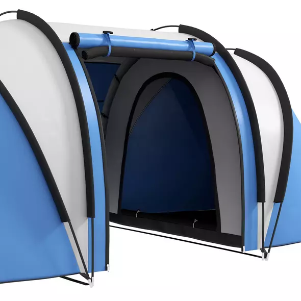 Outsunny Two-Man Tent, with Bedrooms, Living Room and Canopy - Blue - 8
