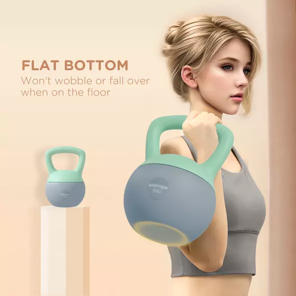 SPORTNOW 6KG Soft Kettlebell, Kettlebell with Non-Slip Handle for Home Gym, Weight Lifting, Strength Training, Green/Grey - 6