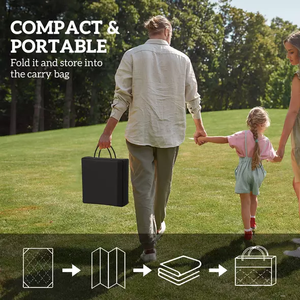 Outsunny Reversible Outdoor Rug with Carry Bag, Waterproof Plastic Straw Mat for Garden, Deck, RV, Picnic, Beach, Camping, 182 x 274cm, Dark Blue and White - 4