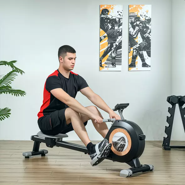 SPORTNOW Rowing Machine, 16-Level Magnetic Rower Machine with LCD Monitor and Phone Holder, Black - 2