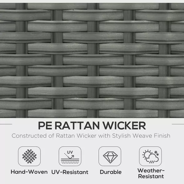 Outsunny Six-piece Outdoor Rattan Dining Set, Outdoor Sofa Set with Reclining Armchairs and Mental Frame, Grey - 9