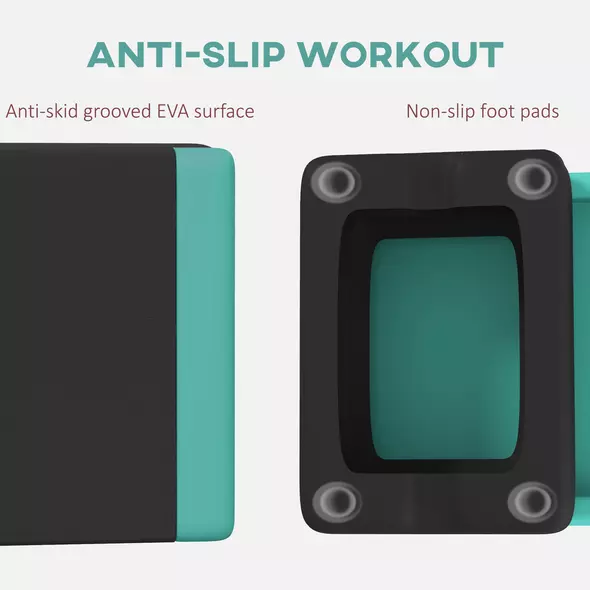 SPORTNOW Adjustable Fitness Stepper, with Non-Slip Surface, for Home, Gym, Office Workout, Green - 5