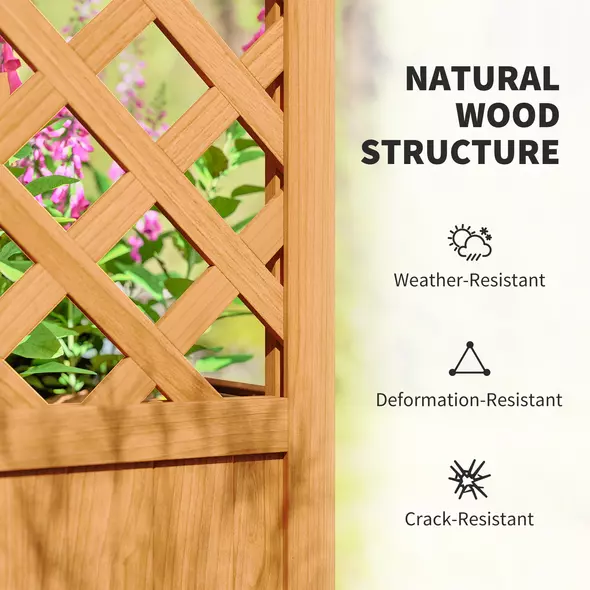 Outsunny Wooden Raised Garden Bed with Trellis, Liner, Drainage Holes, for Vine Climbing Plants, Flowers, 83 x 36 x 145 cm - 5