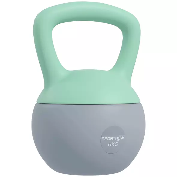SPORTNOW 6KG Soft Kettlebell, Kettlebell with Non-Slip Handle for Home Gym, Weight Lifting, Strength Training, Green/Grey - 1