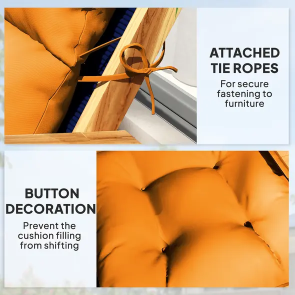 Outsunny 115 x 56cm Rocking Chair Padded Seat Cushion - Orange - 6