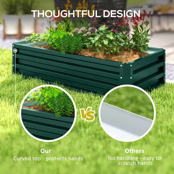 Outsunny Raised Beds for Garden, Galvanized Outdoor Planters, for Herbs and Vegetables, Use for Patio, Backyard, Balcony, Green - 7