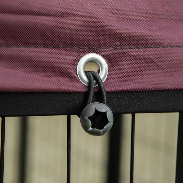 PawHut Outdoor Dog Kennel with Rotating Bowl Holders, Water and UV-Resistant Cover, for Medium, Small Dogs, Red - 8