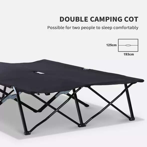 Outsunny Double Camping Cot Bed, with Bag - Black - 6