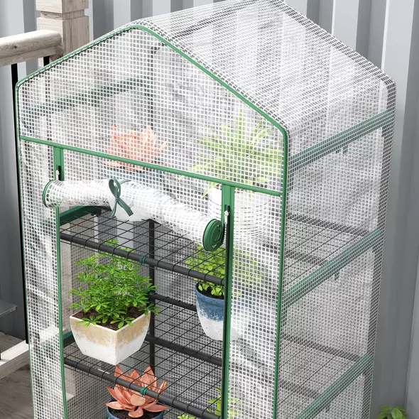 Outsunny 193cm Five Shelf Mini Greenhouse - White - 7