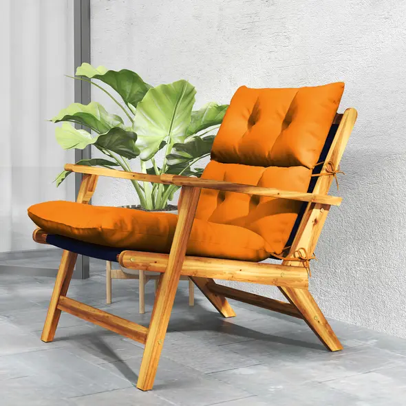 Outsunny 115 x 56cm Rocking Chair Padded Seat Cushion - Orange - 9