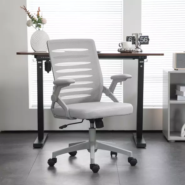 Vinsetto 44-53.5cm Adjustable Height Work Chair, with Mesh Back - Grey - 2