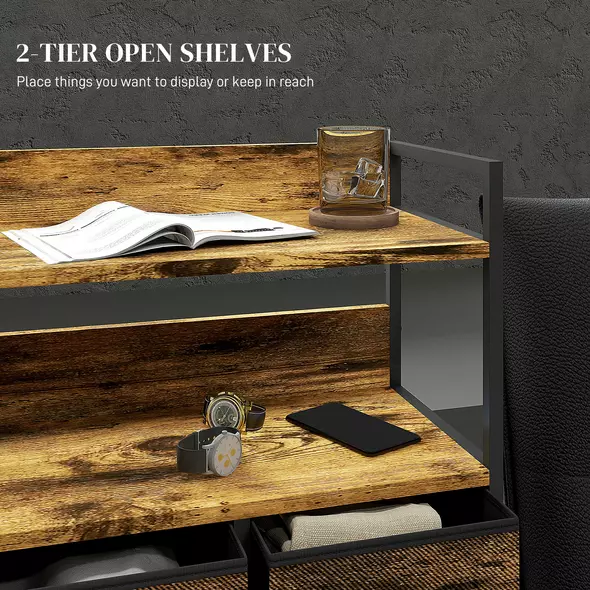 HOMCOM Rustic Chest of Seven Fabric Drawers - Rustic Brown - 5