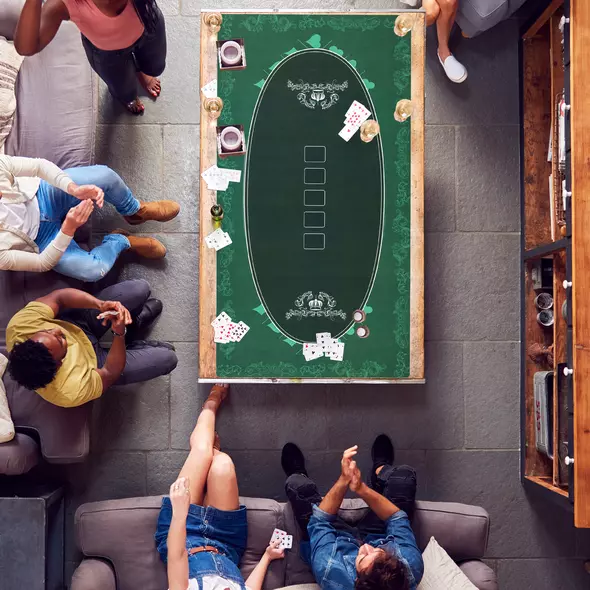 SPORTNOW Professional Poker Mat, 12-Player Water-resistant Poker Table with Felt Surface, Carry Bag, Green - 2