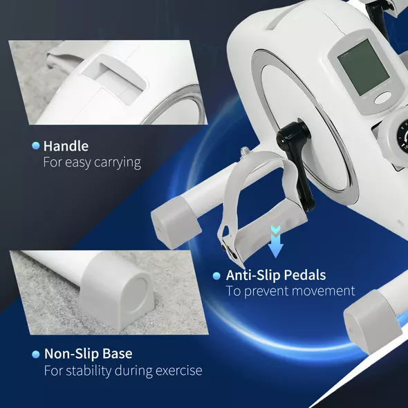 SPORTNOW Pedal Exerciser with Eight Level Magnetic Resistance, with Eight-Level Magnetic Resistance, White - 8