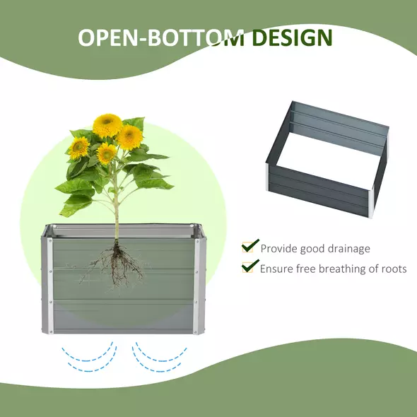 Outsunny 108L Raised Garden Bed, Galvanized Steel Elevated Planter Box w/ Installation Gloves for Backyard, Patio to Grow Vegetables, Herbs, and Flowers, 66 x 47 x 40cm, Grey - 4