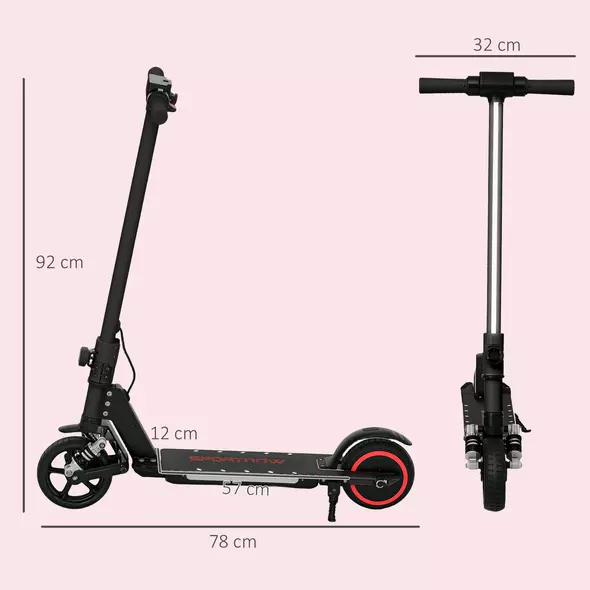 SPORTNOW Folding Electric Scooter for Kids, with Dual Brakes, Front Suspension, LED Colourful Lights, Black - 3