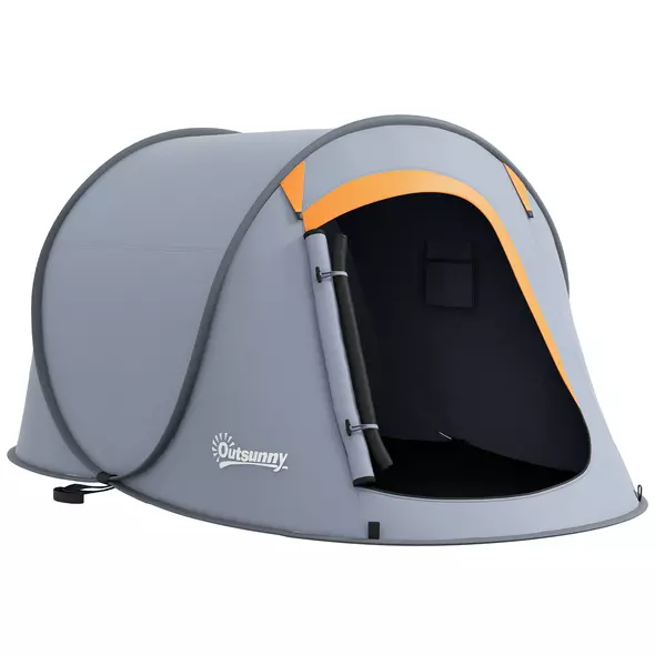 Outsunny Two-Man Pop-Up Dome Tent, with Accessories - Grey - 1