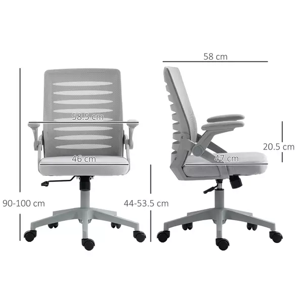 Vinsetto 44-53.5cm Adjustable Height Work Chair, with Mesh Back - Grey - 3