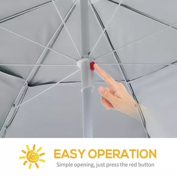 Outsunny 2m UV Protection Fishing Beach Umbrella Brolly Shelter w/ Side Panel Tent Green - 4