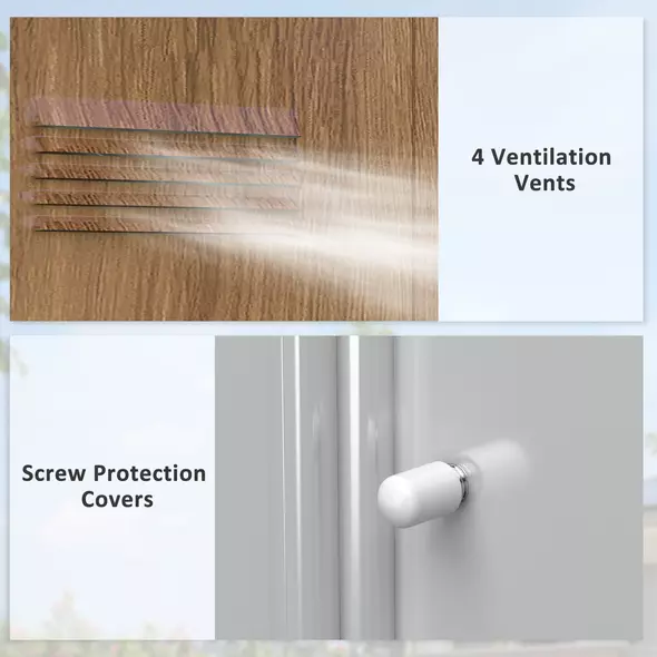 Outsunny 6.5 x 3.5ft Metal Garden Storage Shed - Brown Wood Effect - 6