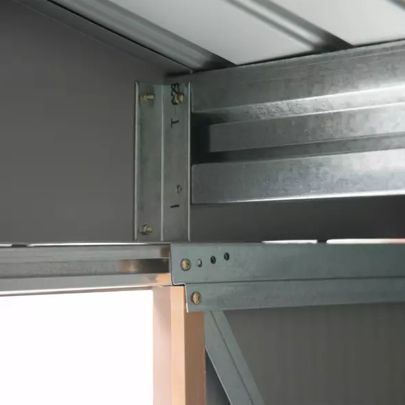 Outsunny 7 x 4ft Lockable Metal Garden Tool Storage Shed, Outdoor Storage Shed with Foundation and vents, Light Brown - 9