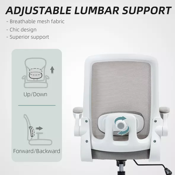 HOMCOM Mesh Back Adjustable Office Chair - Grey - 5