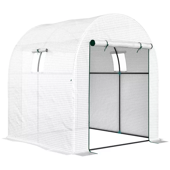 Outsunny 180 x 180cm Walk-In Polytunnel Greenhouse - White - 1
