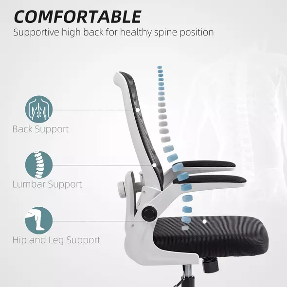 HOMCOM Mesh Back Adjustable Office Chair - Black - 4
