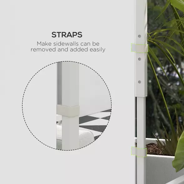 Outsunny Gazebo Side Panels, 2 Pack Sides Replacement, for 3x3(m) or 3x6m Pop Up Gazebo, with Windows and Doors, White - 7