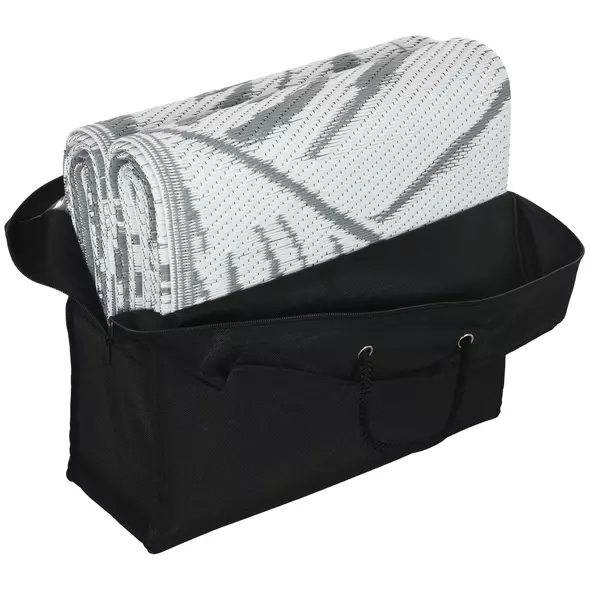 Outsunny Plastic Straw Reversible RV Outdoor Rug with Carry Bag, 182 x 274cm, Grey and White - 9