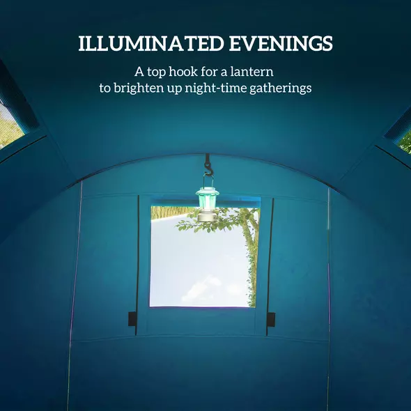 Outsunny Four Man Duo Room Tunnel Tent, with Accessories - Sky Blue - 5