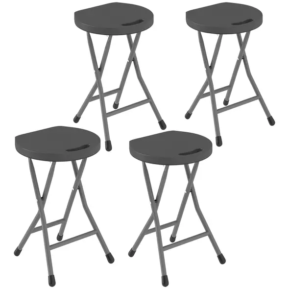 Outsunny Set of Four Folding Carry Stools - Charcoal Grey - 1