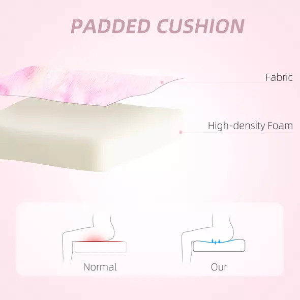 HOMCOM Fuzzy Office Chair with Bunny Ears, Faux Fur Swivel Desk Chair, Armless Makeup Vanity Chair with Adjustable Height for Bedroom, Study Room, Colourful - 4