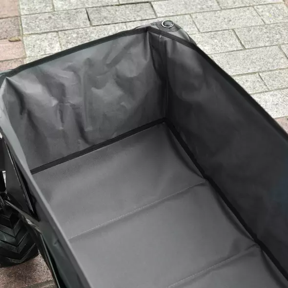 Outsunny Outdoor Pull Along Cart Folding Cargo Wagon Trailer Trolley for Beach Garden with Handle, Anti-Slip Wheel - Dark Grey - 8