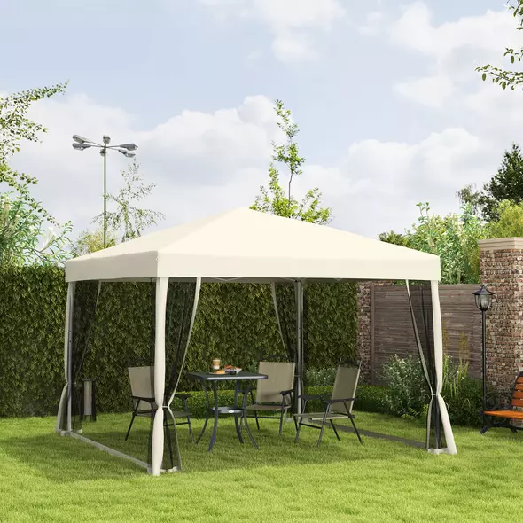 Outsunny 3 x 3(m) Pop Up Gazebo with 4 Mesh Sides and Carry Bag, Height Adjustable Party Canopy Tent, Portable Garden Outdoor - 9