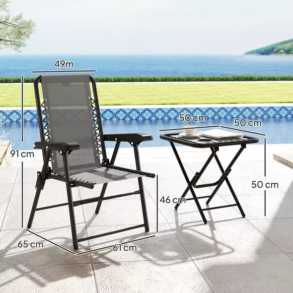 Outsunny Three-Piece Garden Table and Chair Set - Dark Grey - 3