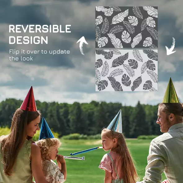 Outsunny Plastic Straw Reversible RV Outdoor Rug with Carry Bag, 182 x 274cm, Grey and White - 7