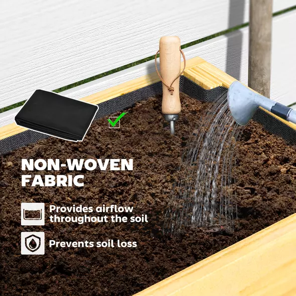 Outsunny Wooden Raised Garden Bed, Elevated Planter Box with Bed Liner, Drainage Holes and Storage Shelf, Raised Planter for Vegetables, Flowers, Herbs, 100 x 30 x 71 cm, Natural Wood Finish - 6