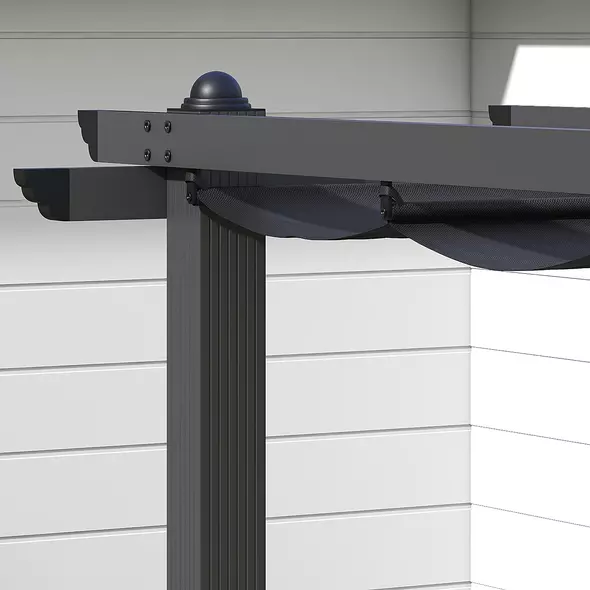 Outsunny 3 x 3m Aluminium Pergola, with Retractable Roof - Dark Grey - 8