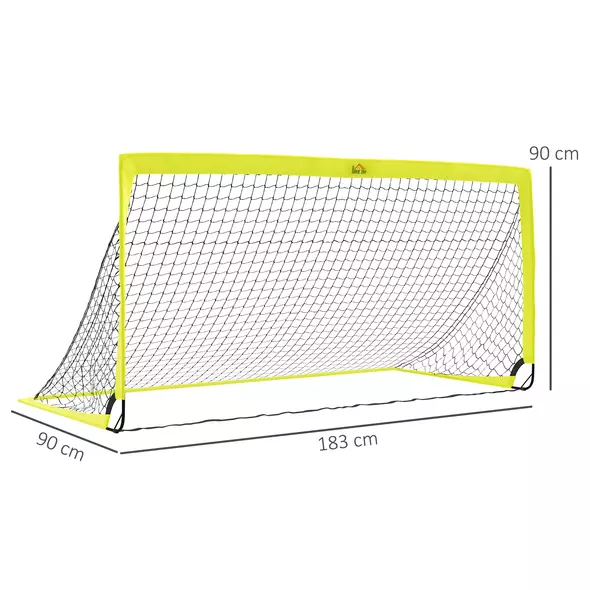 HOMCOM Two Football Goal Nets, Foldable Outdoor Sport Training Equipment, for Teens, Adults, with Carrying Bag, Yellow - 3
