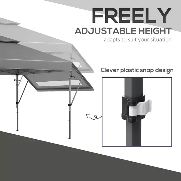 Outsunny 3 x 3m Height Adjustable Pop-Up Gazebo, with Accessories - Grey - 8