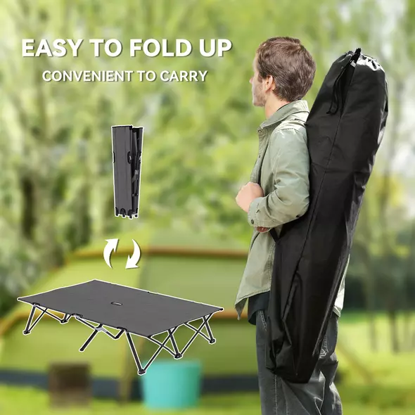 Outsunny Double Camping Cot Bed, with Bag - Charcoal Grey - 5