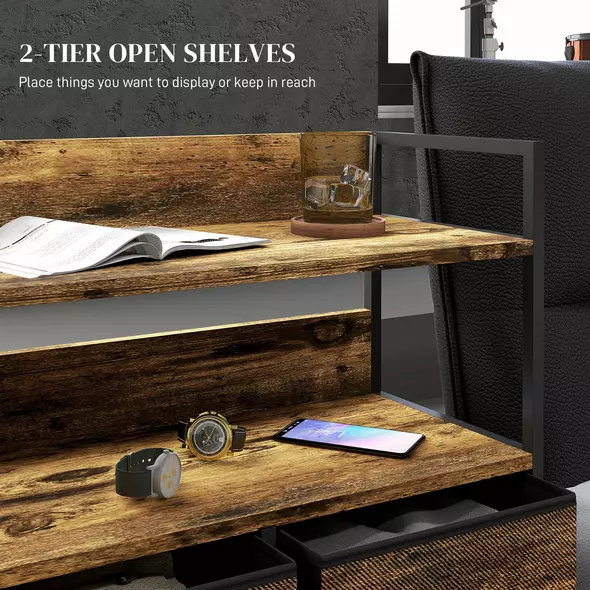 HOMCOM Rustic Chest of Five Fabric Drawers - Rustic Brown - 5