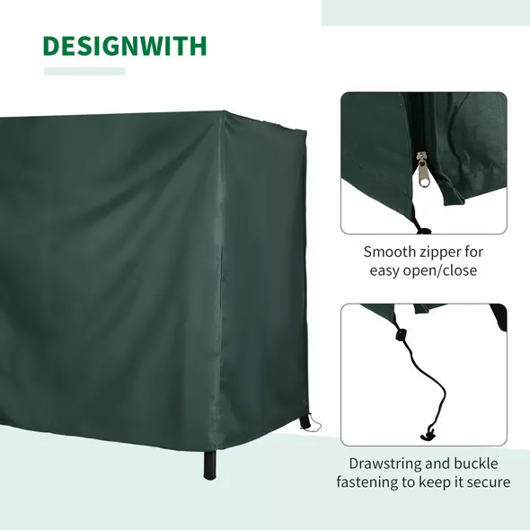 Outsunny 205 x 124cm Three-Seater Swing Chair Protective Cover Deep Green - 6