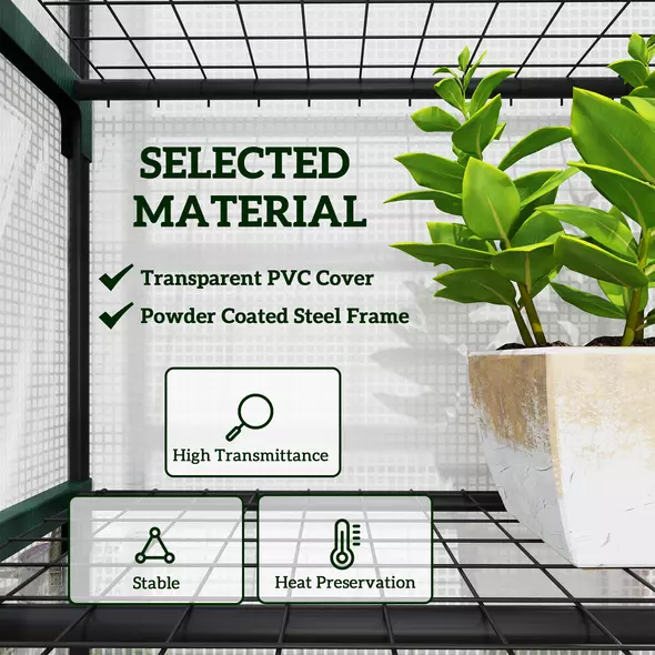 Outsunny 193cm Five Shelf Mini Greenhouse - White - 4