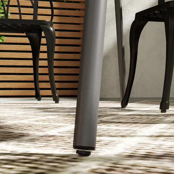 Outsunny Rectangle Garden Table with Slat Top, Steel Frame, Outdoor Table for 6 Person, 150 x 80 x 74 cm, Grey - 9