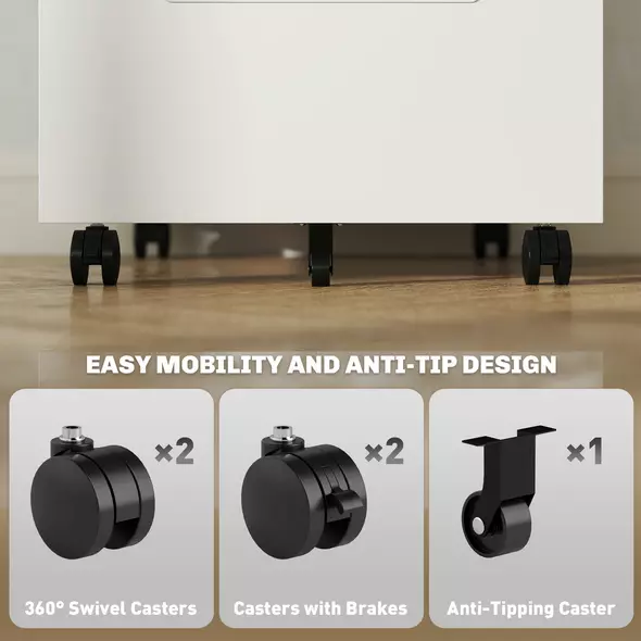 Vinsetto Three-Drawer Steel Filing Cabinet - White - 7
