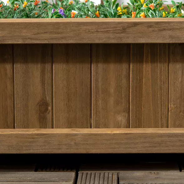 Outsunny Garden Planters with Trellis for Climbing Vines, Wood Raised Beds for Garden, Flower Pot, Indoor Outdoor, Brown - 9