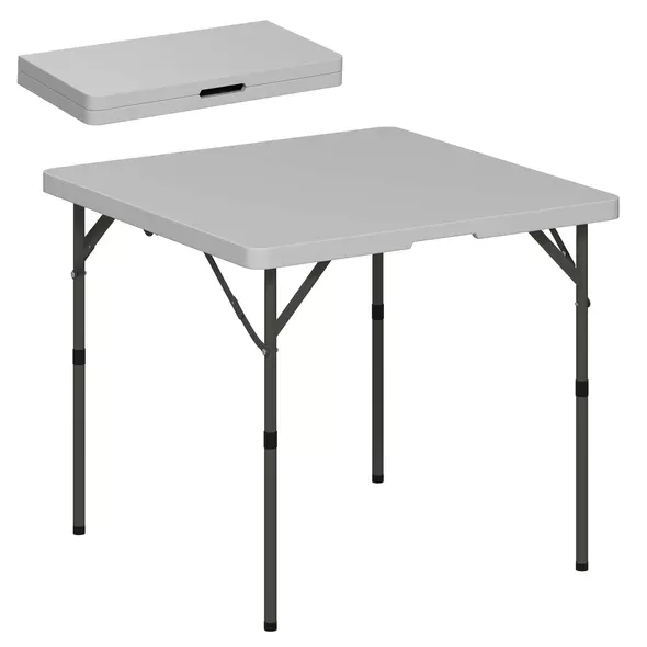 Outsunny 34/74cm Folding Camping Table, with Handle - Grey - 1