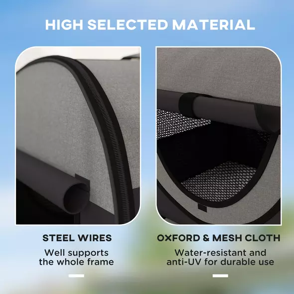 Pawhut Folding Fabric Soft Pet Crate, 46Lx36Wx41H cm - Black - 5